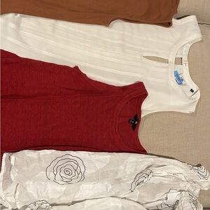 Red and White Sleeveless Tops